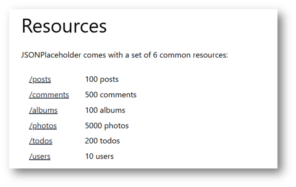json placeholder resource